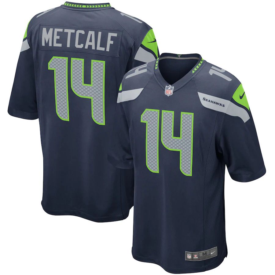 Men Seattle Seahawks #14 DK Metcalf Nike Navy Game Player NFL Jersey